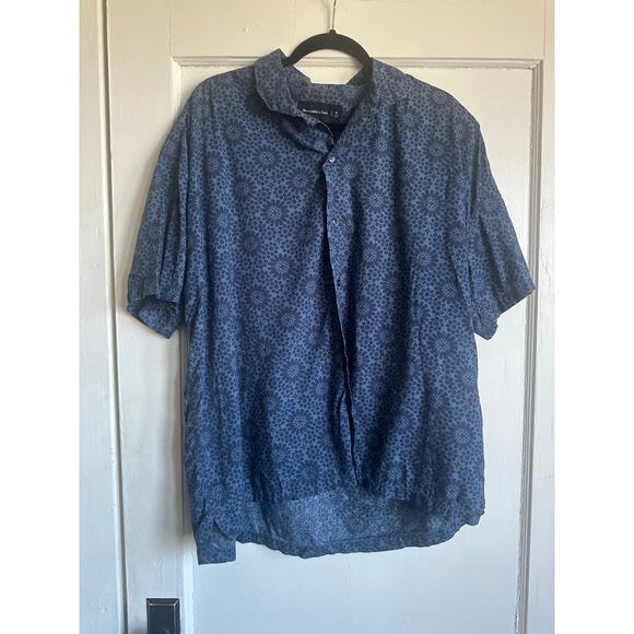 Abercrombie Blue Tonal Floral Camp Collar Shirt XL - Picture 2 of 9